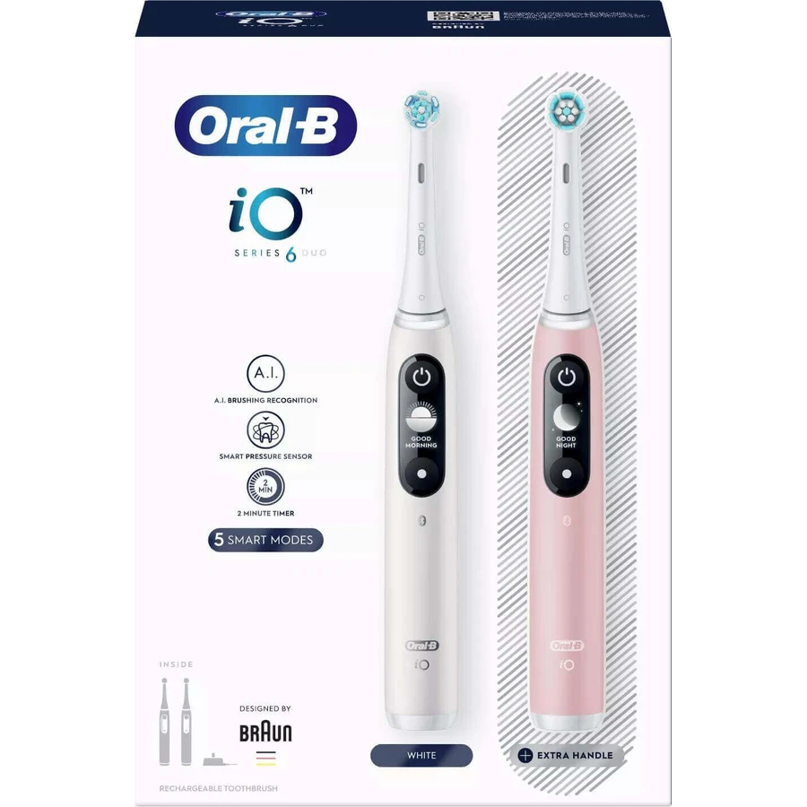 Електрична зубна щітка Oral-B iO Series 6 Duo White&Pink: ціни та характеристики