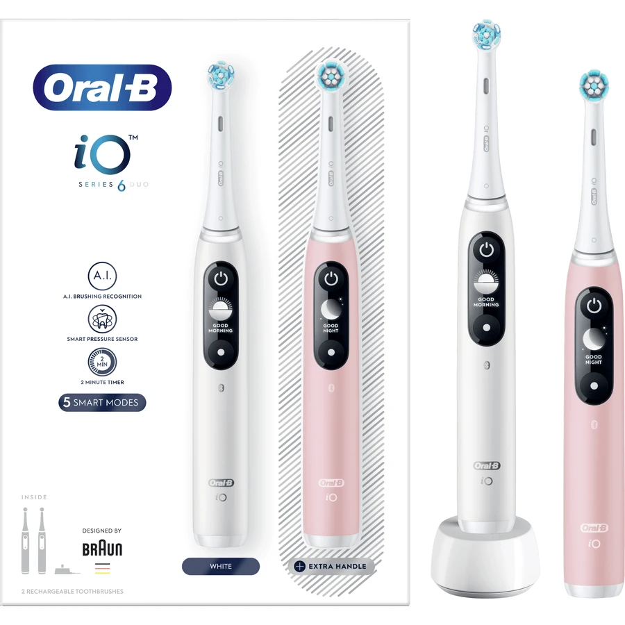 Електрична зубна щітка Oral-B iO Series 6 Duo White&Pink: ціни та характеристики
