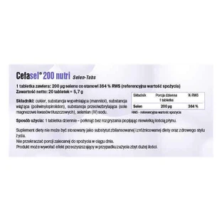 Селенові таблетки Cefasel 200 Nutri Selenium-Tabs, 20 таблеток