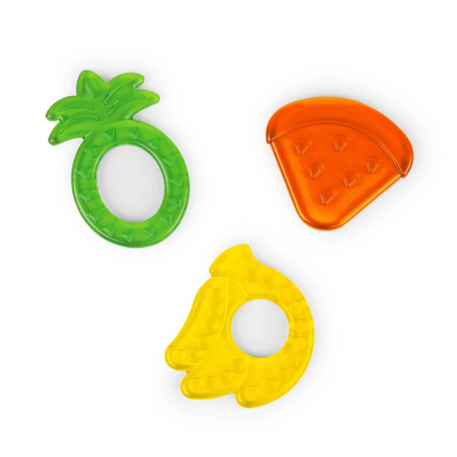 Набор из 3 текстурированных игрушек-прорезывателей Juicy Chews, арбуз, ананас, банан, + 3 месяца, Bright Starts: цены и характеристики