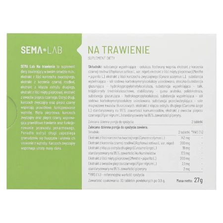 SEMA Lab Na Trawienie, 30 таблеток в пленочной оболочке ДЕФЕКТИРОВАННАЯ УПАКОВКА: цены и характеристики
