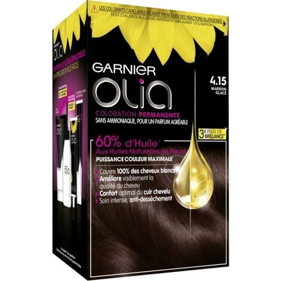 Garnier Olia стійка фарба для волосся 4.15 Крижаний шоколад набір 1×1, стійка фарба для волосся: ціни та характеристики