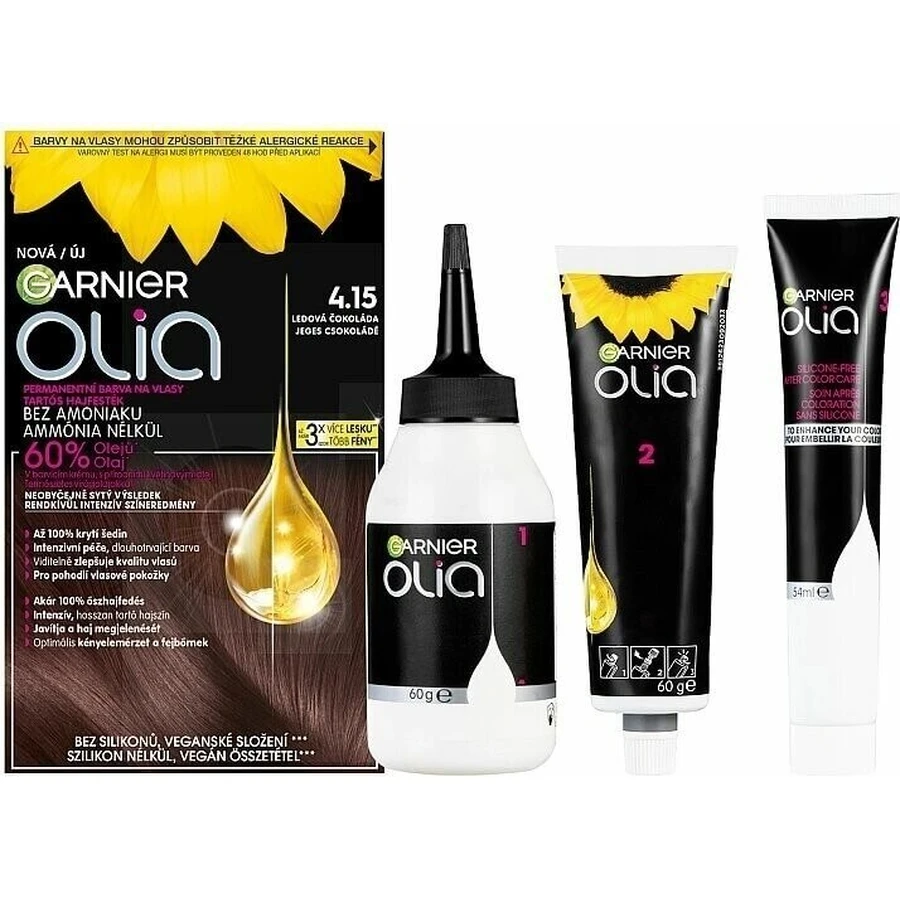 Garnier Olia стійка фарба для волосся 4.15 Крижаний шоколад набір 1×1, стійка фарба для волосся: ціни та характеристики