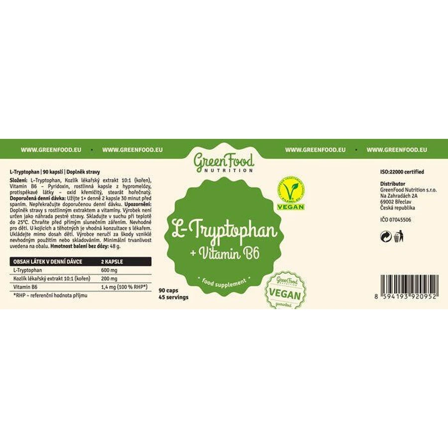 GreenFood Nutrition L-триптофан 90 капсул: ціни та характеристики