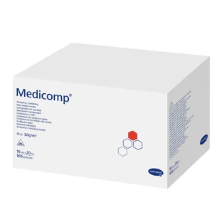 Medicomp, компреси неіонні, неткані, 4 шари, 30 г/м2, 10 см х 20 см, 100 штук