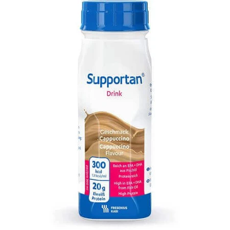 Спеціальний напій Fresenius Kabi Supportan Drink, зі смаком капучіно, 4 шт.x 200 мл: ціни та характеристики