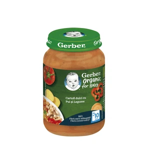 Органическое пюре Gerber Батат, курица и овощи, 190 г