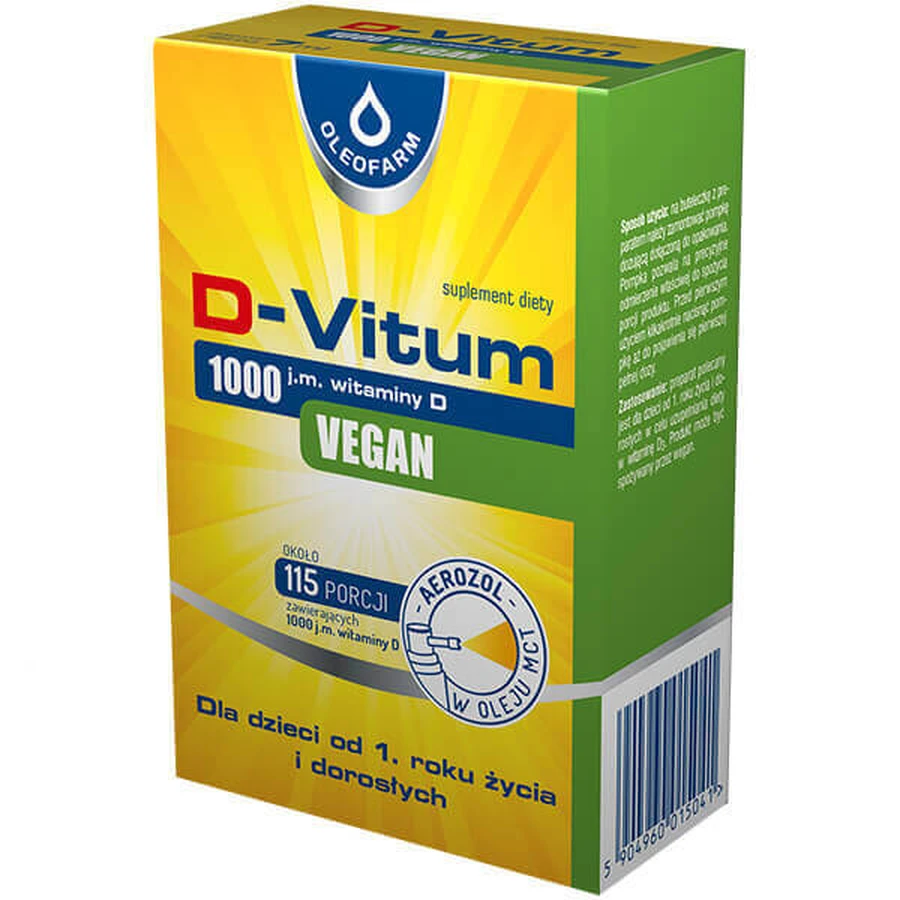 D-Vitum 1000 МЕ витамина D, веганский, аэрозоль 7 мл: цены и характеристики