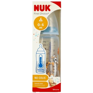 Бутылочка для кормления Nuk First Choice Disney с термодатчиком, силиконовой соской с М-отверстием,  0-6 месяцев, 300 мл