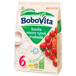 Сухая молочная каша BoboVita Рисовая с с клубникой, без глютена, с 6 месяцев, 230 г