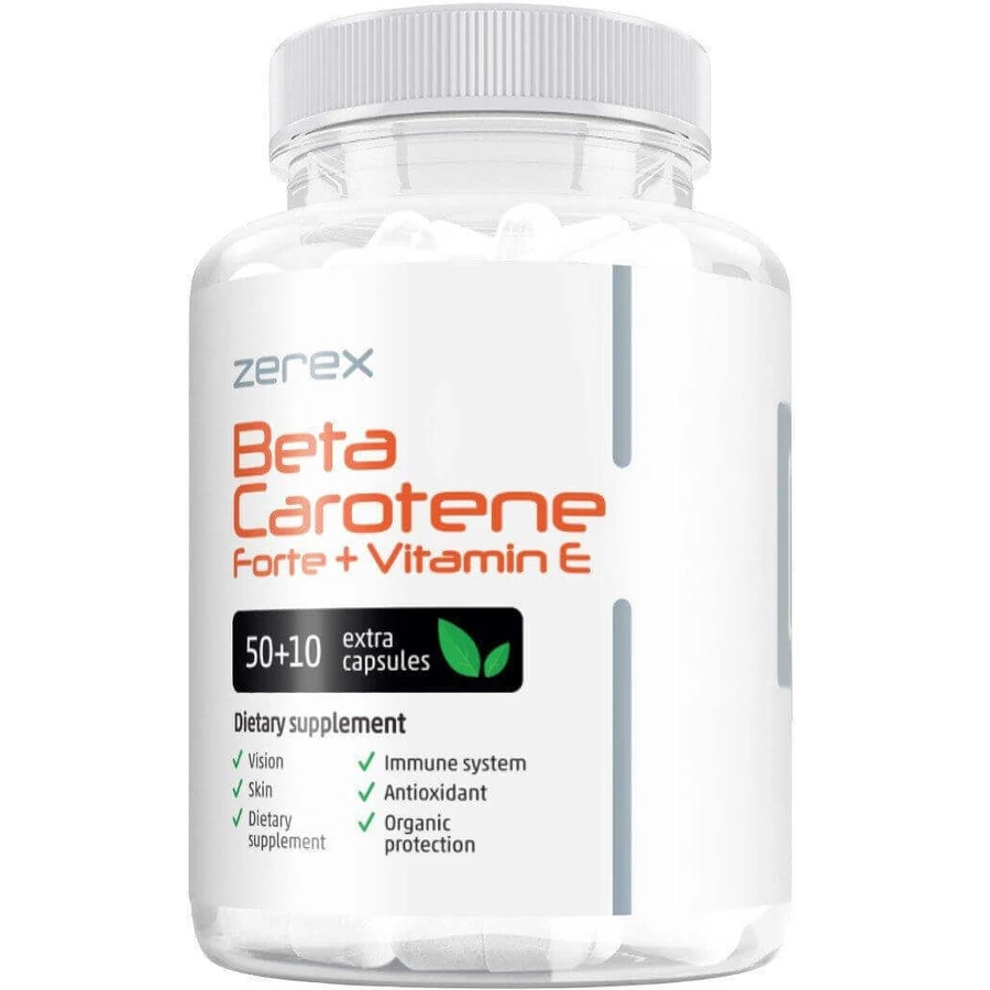 Zerex Betacarotene Forte + Vitamin E - здоровая и молодая кожа 60 мягких капсул: цены и характеристики