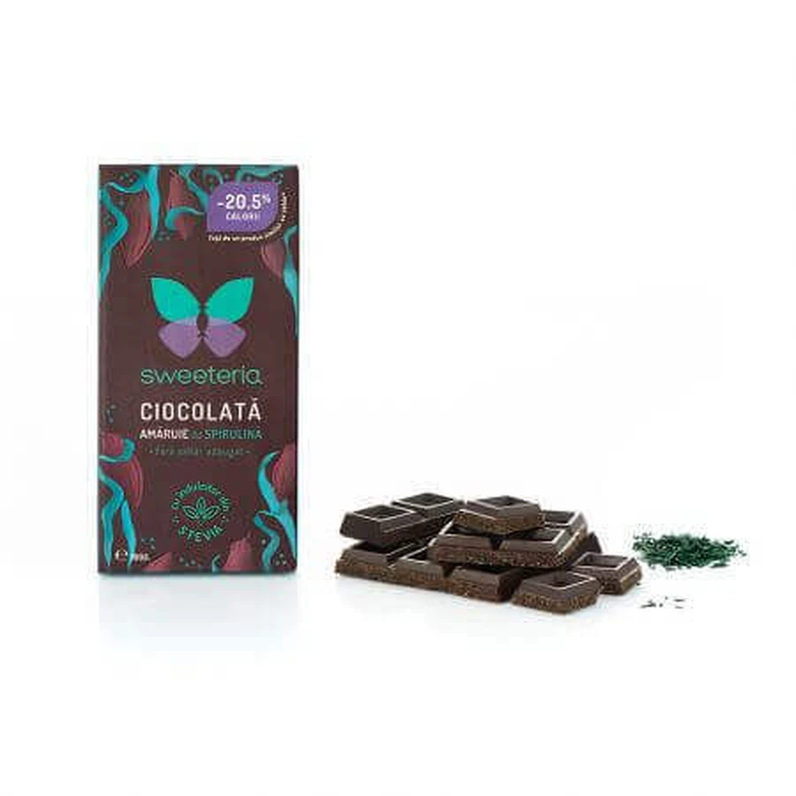 Гіркий шоколад зі спіруліною, 100 гр, Sweeteria: ціни та характеристики