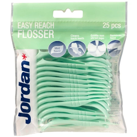 Jordan Easy Reach Flosser Зубні нитки з ниткою та очищувачем язика, 25 штук: ціни та характеристики
