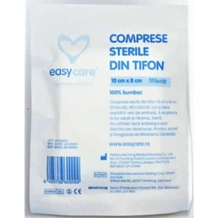 Easycare Стерильные 100% хлопок Tyflon Стерильные компрессы Cut 22gr/Mp 10/8cm/50 Str 1plic 1plic
