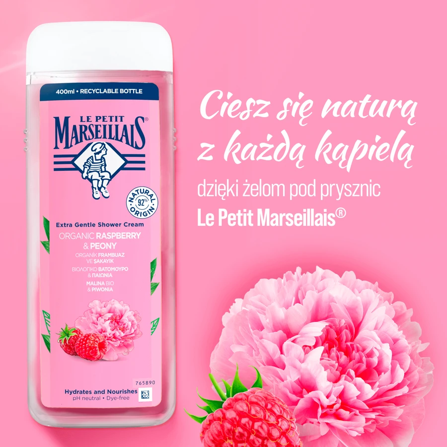 Le Petit Marseillais, малиновий амп; півонієвий душ ель, 400 мл: ціни та характеристики