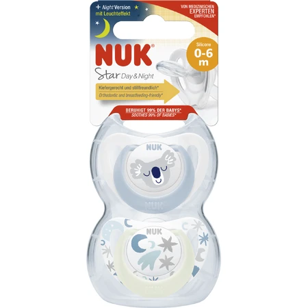 Nuk Пустышка Star De&Night 0-6 м 2 шт: цены и характеристики