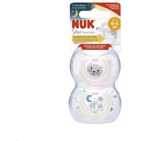 Nuk Пустышка Star De&Night 0-6 м 2 шт: цены и характеристики