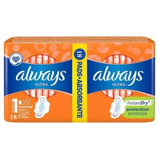 Прокладки Always Ultra Normal, размер 1, 4 капли, 18 штук