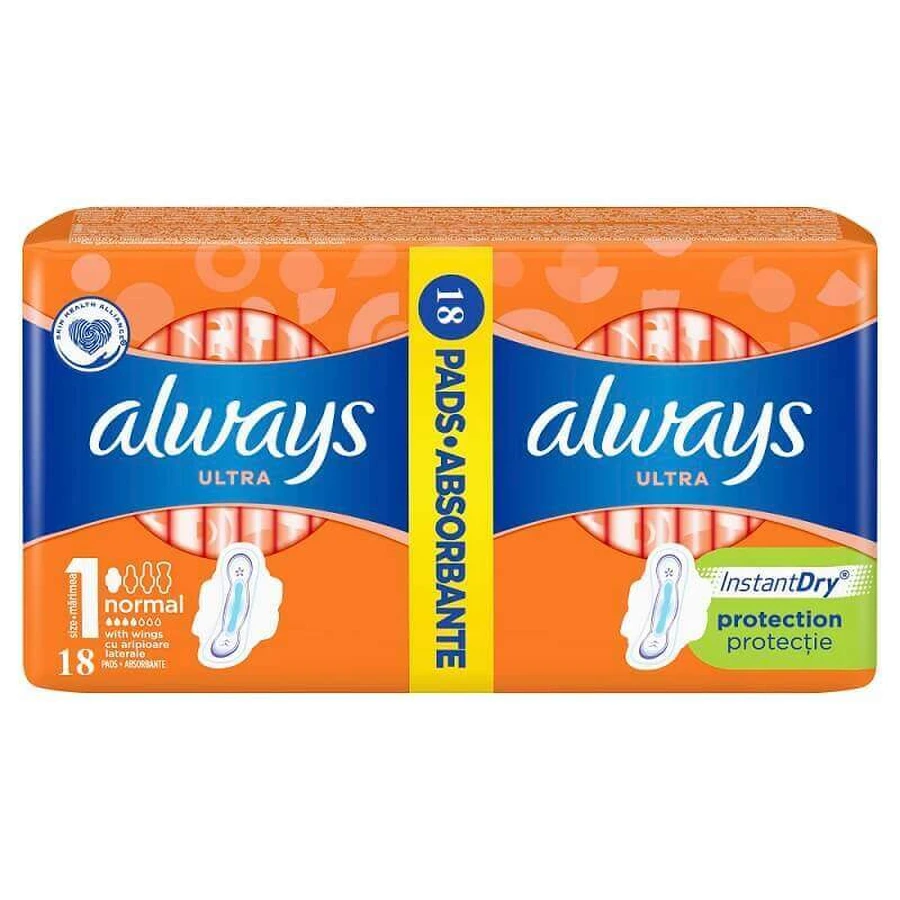 Прокладки Always Ultra Normal, размер 1, 4 капли, 18 штук: цены и характеристики