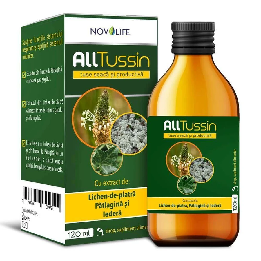 Сироп от сухого и продуктивного кашля AllTusin, 120 мл, Novolife: цены и характеристики