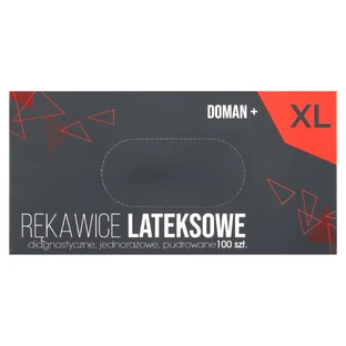 Doman+, рукавички латексні, непрозорі, припудрені, розмір XL, 100 штук