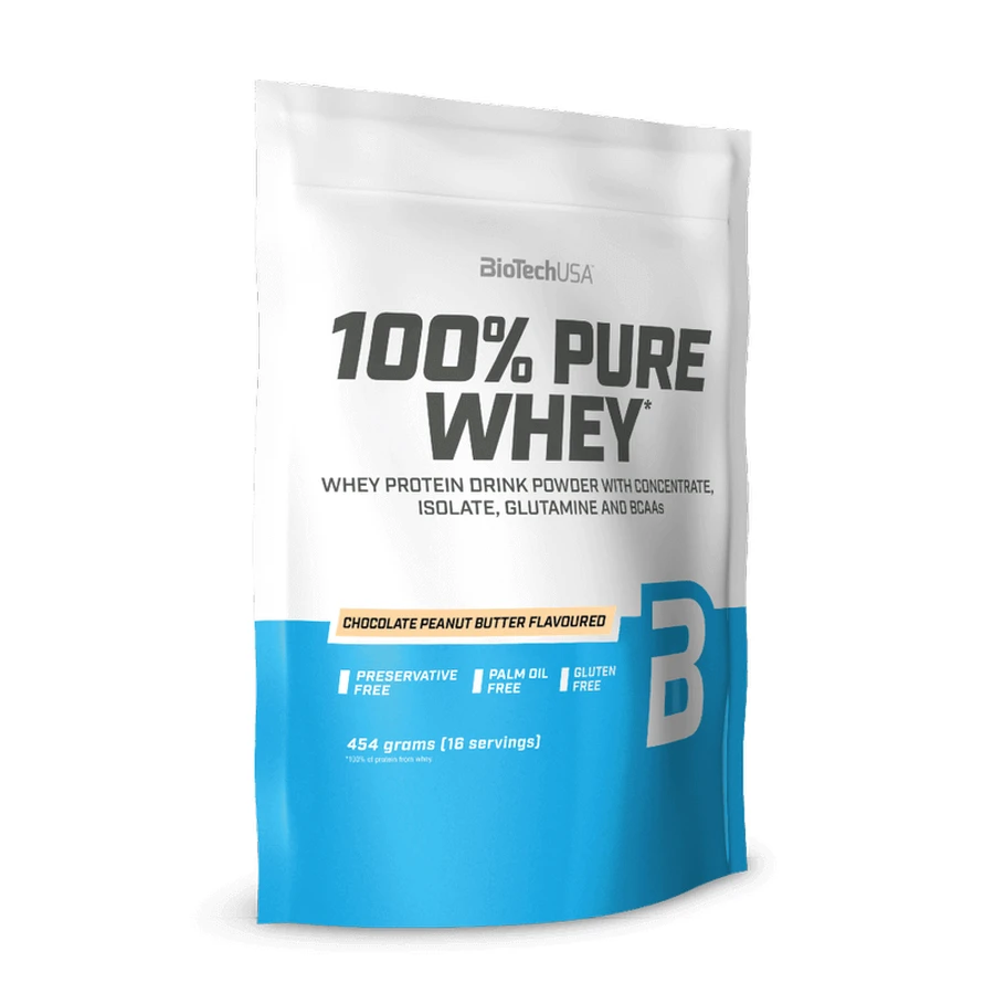 Протеїновий порошок 100% Pure Whey Chocolate - арахісове масло, 454 г, BioTech USA: ціни та характеристики