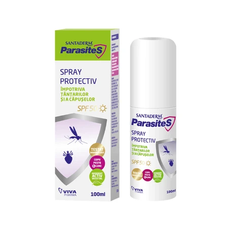 Спрей от комаров и клещей SPF 50, Santaderm Parasites, 100 мл, Viva Pharma: цены и характеристики