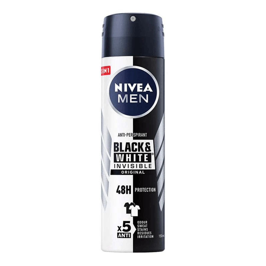 Дезодорант-спрей для чоловіків Black & White Invisible Power, 150 мл, Nivea: ціни та характеристики