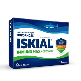 Искиал Иммуно Макс + Чеснок USP Iskial Immuno Max +  Czosnek для детей старше 6 лет и взрослых, 120 капсул