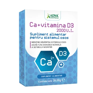 Кальцій + вітамін D3, 30 таблеток, Adya Green Pharma