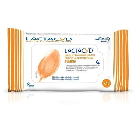 LACTACYD FEMINA 1×15 шт, серветки для інтимної гігієни: ціни та характеристики