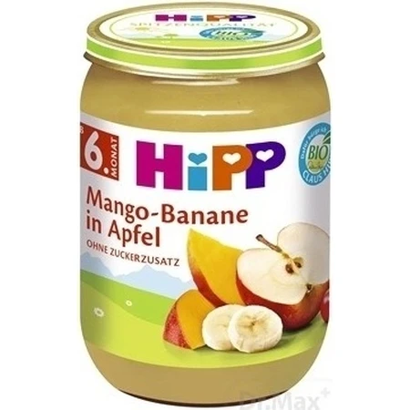 HiPP Органічні яблука з манго та бананами 1×190 г, фруктовий снек для дітей: ціни та характеристики
