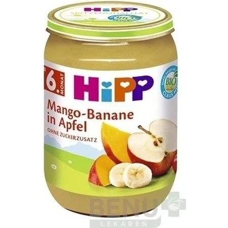 HiPP Органічні яблука з манго та бананами 1×190 г, фруктовий снек для дітей: ціни та характеристики