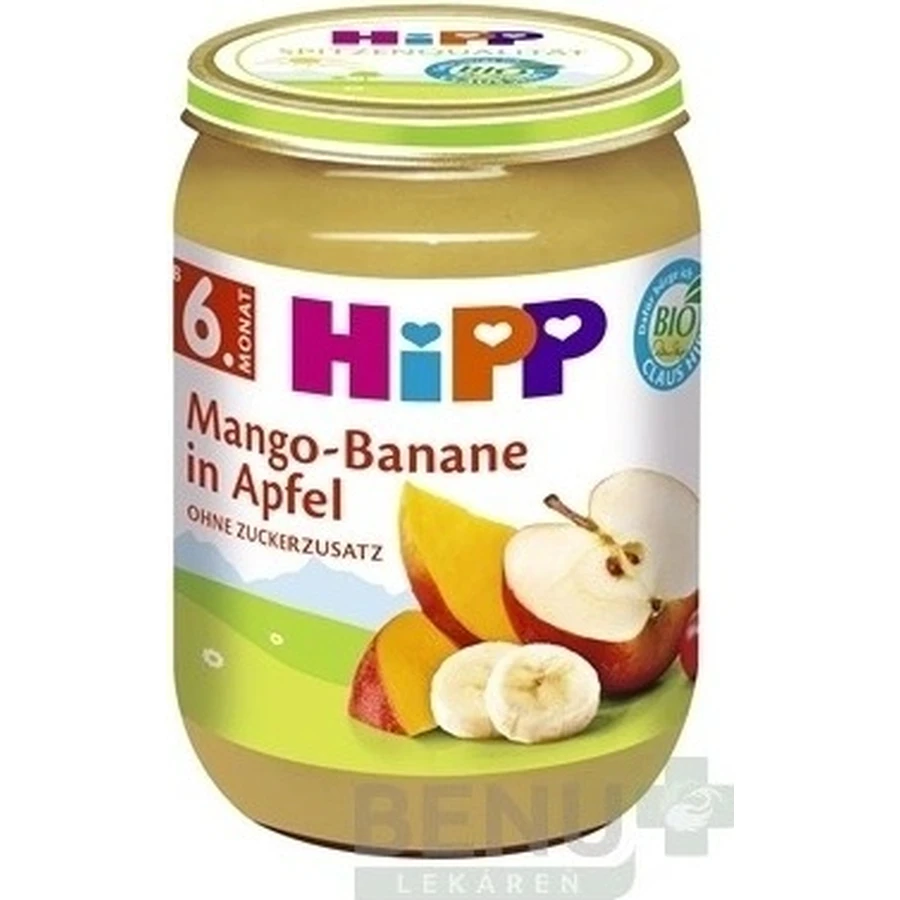 HiPP Органічні яблука з манго та бананами 1×190 г, фруктовий снек для дітей: ціни та характеристики