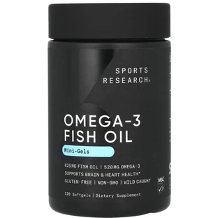 Омега-3, риб'ячий жир Sports Research Omega-3 Fish Oil, 120 міні гелевих капсул
