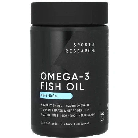 Омега-3, риб'ячий жир Sports Research Omega-3 Fish Oil, 120 міні гелевих капсул: ціни та характеристики