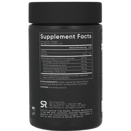 Омега-3, риб'ячий жир Sports Research Omega-3 Fish Oil, 120 міні гелевих капсул: ціни та характеристики
