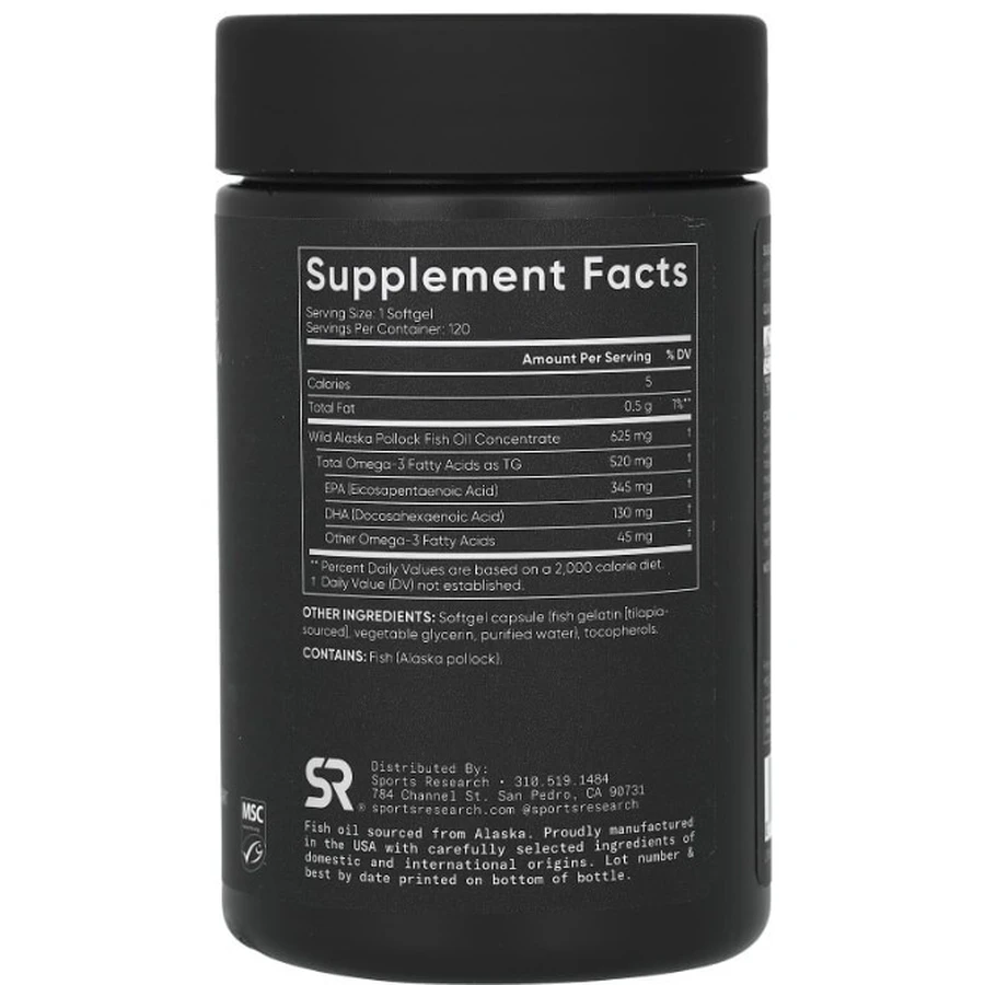 Омега-3, риб'ячий жир Sports Research Omega-3 Fish Oil, 120 міні гелевих капсул: ціни та характеристики