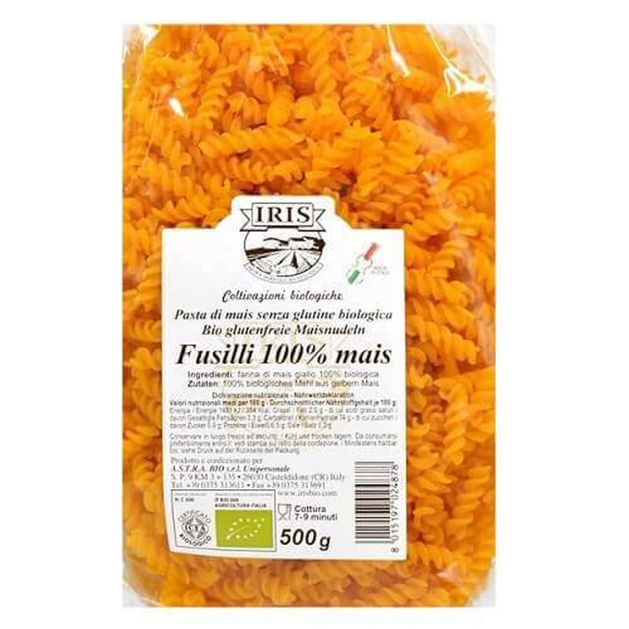 Органические безглютеновые макароны Фузилли из кукурузы, 500 г, Iris Bio: цены и характеристики