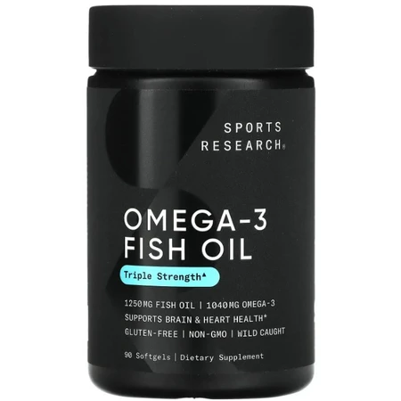 Омега-3, рыбий жир Sports Research Omega-3 Fish Oil, тройная сила, 1250 мг, 90 гелевых капсул: цены и характеристики