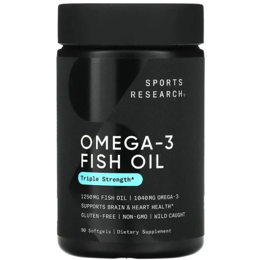 Омега-3, рыбий жир Sports Research Omega-3 Fish Oil, тройная сила, 1250 мг, 90 гелевых капсул: цены и характеристики