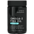 Омега-3, рыбий жир Sports Research Omega-3 Fish Oil, тройная сила, 1250 мг, 90 гелевых капсул