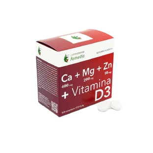 Ca + Mg + Zn + Вітамін D3, 120 таблеток, Remedia