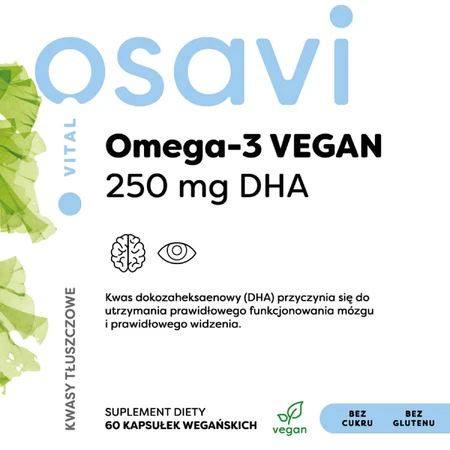 Osavi Vital Omega-3 Vegan 250 мг ДГК, 60 веганських капсул: ціни та характеристики