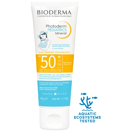 Bioderma Photoderm Pediatrics, минеральный детский флюид, для чувствительной и аллергичной кожи, SPF 50+, с рождения, 50 г: цены и характеристики