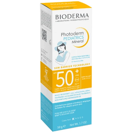 Bioderma Photoderm Pediatrics, минеральный детский флюид, для чувствительной и аллергичной кожи, SPF 50+, с рождения, 50 г: цены и характеристики