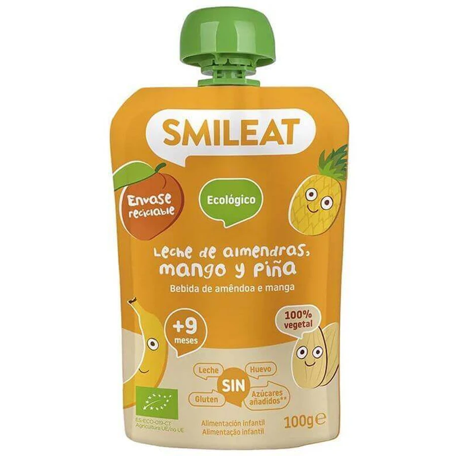 Smileat Organic bag миндальное молоко, яблоко, ананас, манго и банан 9M+ 100 г: цены и характеристики