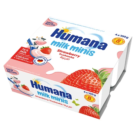 Йогуртовий десерт Humana Milk Minis зі смаком полуниці, після 8 місяців, 4 х 100 г: ціни та характеристики