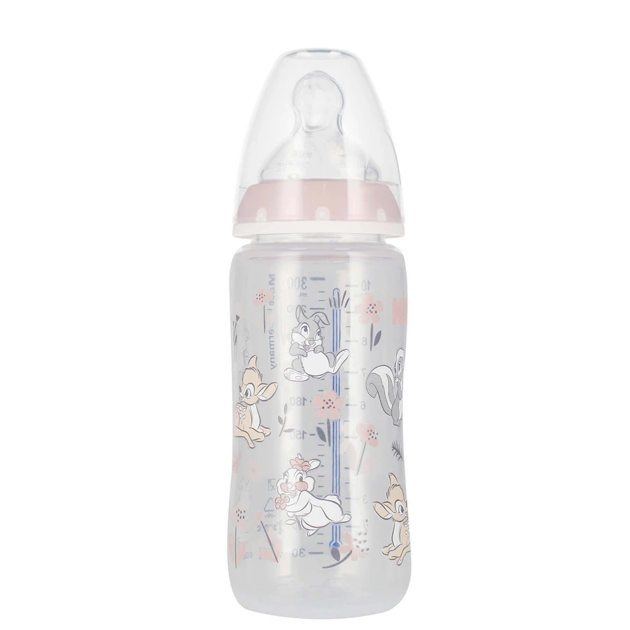 NUK First Choice+ Disney, пляшечка з градуюванням температури та силіконовою соскою, Бембі, розмір M, 741997, 6-18 місяців, 300 мл: ціни та характеристики