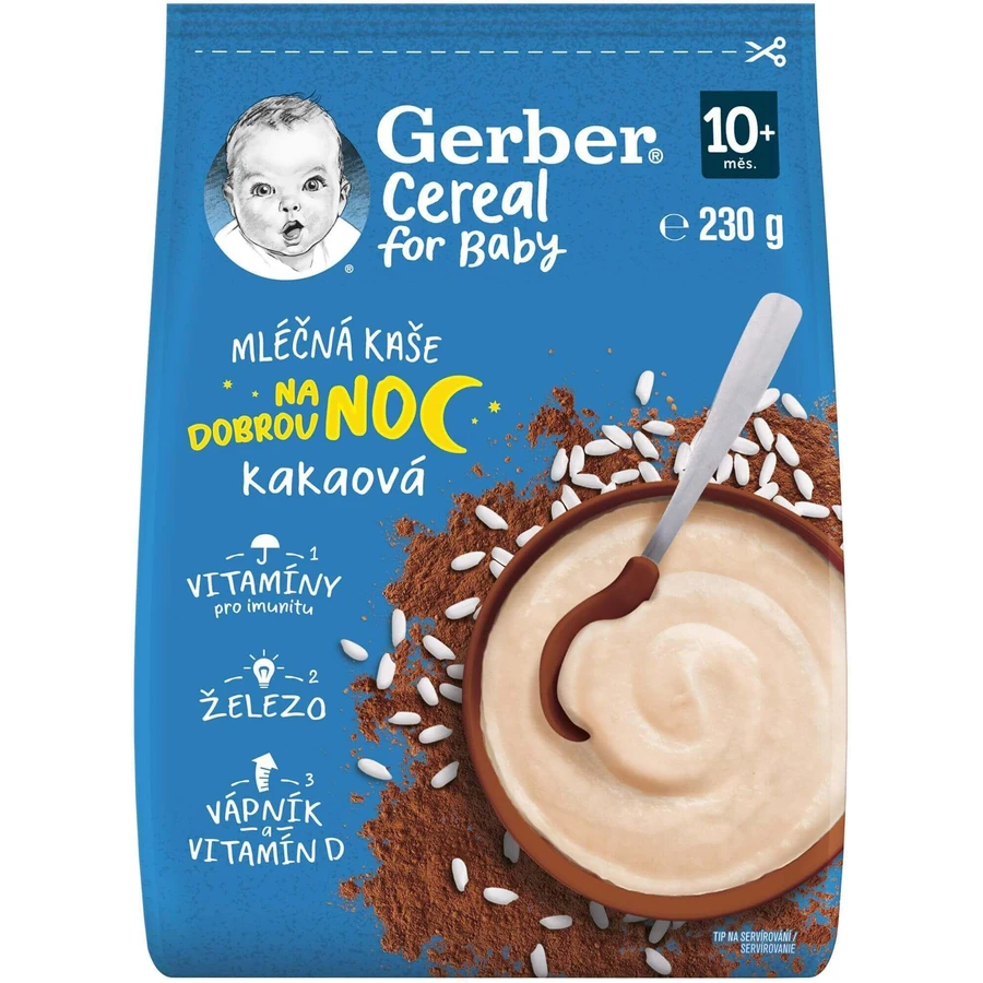 Gerber Каша молочна молочна какао На добраніч 230 г: ціни та характеристики